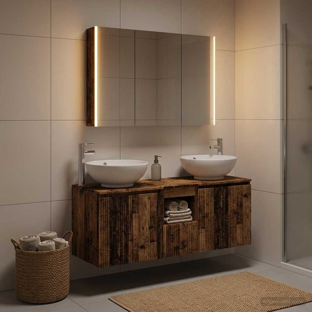 vidaXL Bathroom Cabinet Set 4 pcs Old Wood Engineered Wood