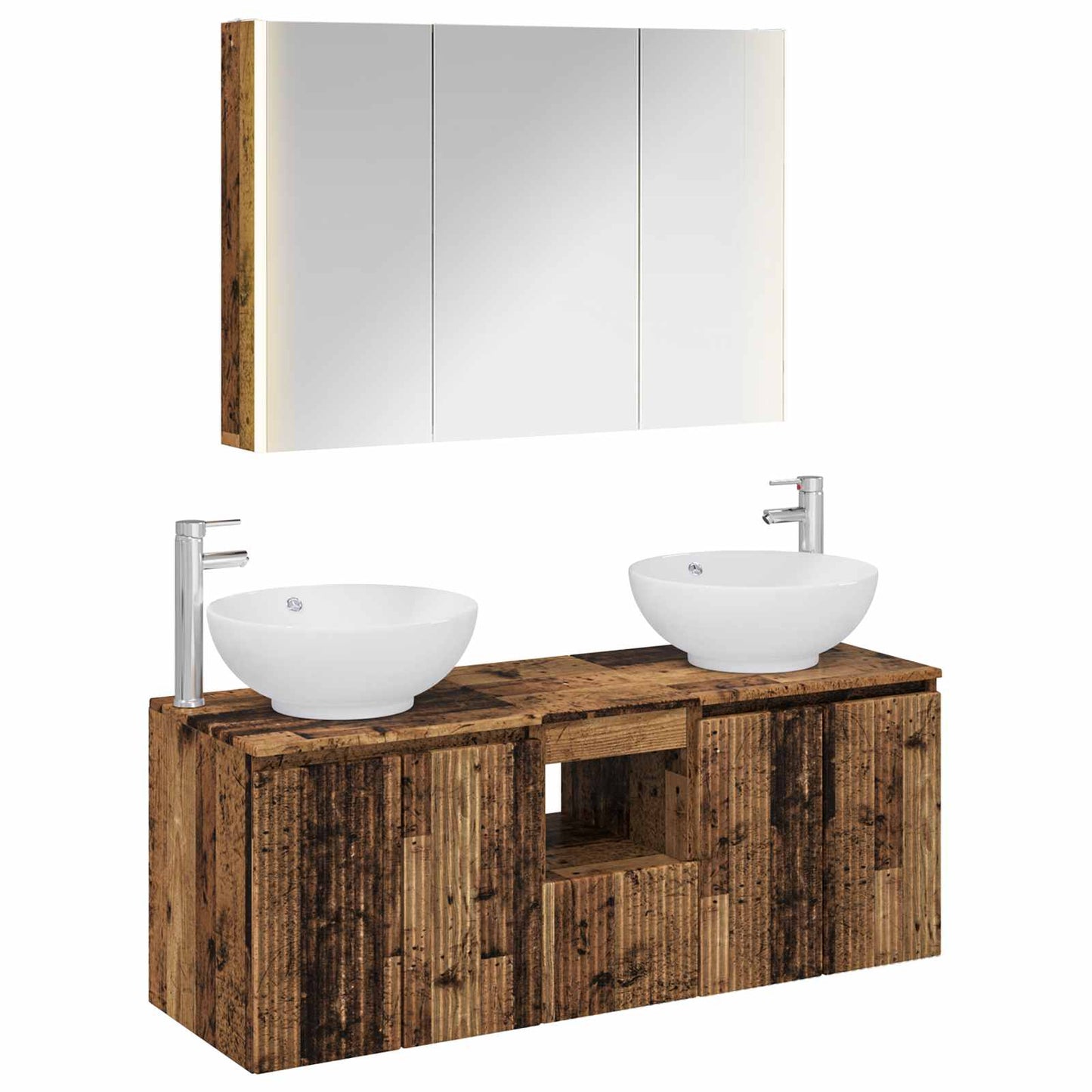 vidaXL Bathroom Cabinet Set 4 pcs Old Wood Engineered Wood