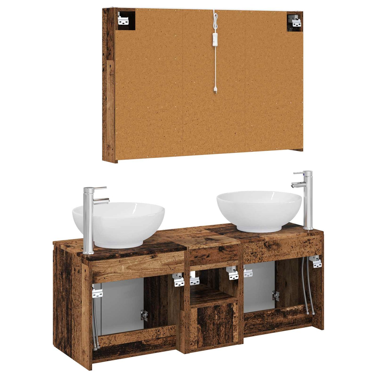 vidaXL Bathroom Cabinet Set 4 pcs Old Wood Engineered Wood
