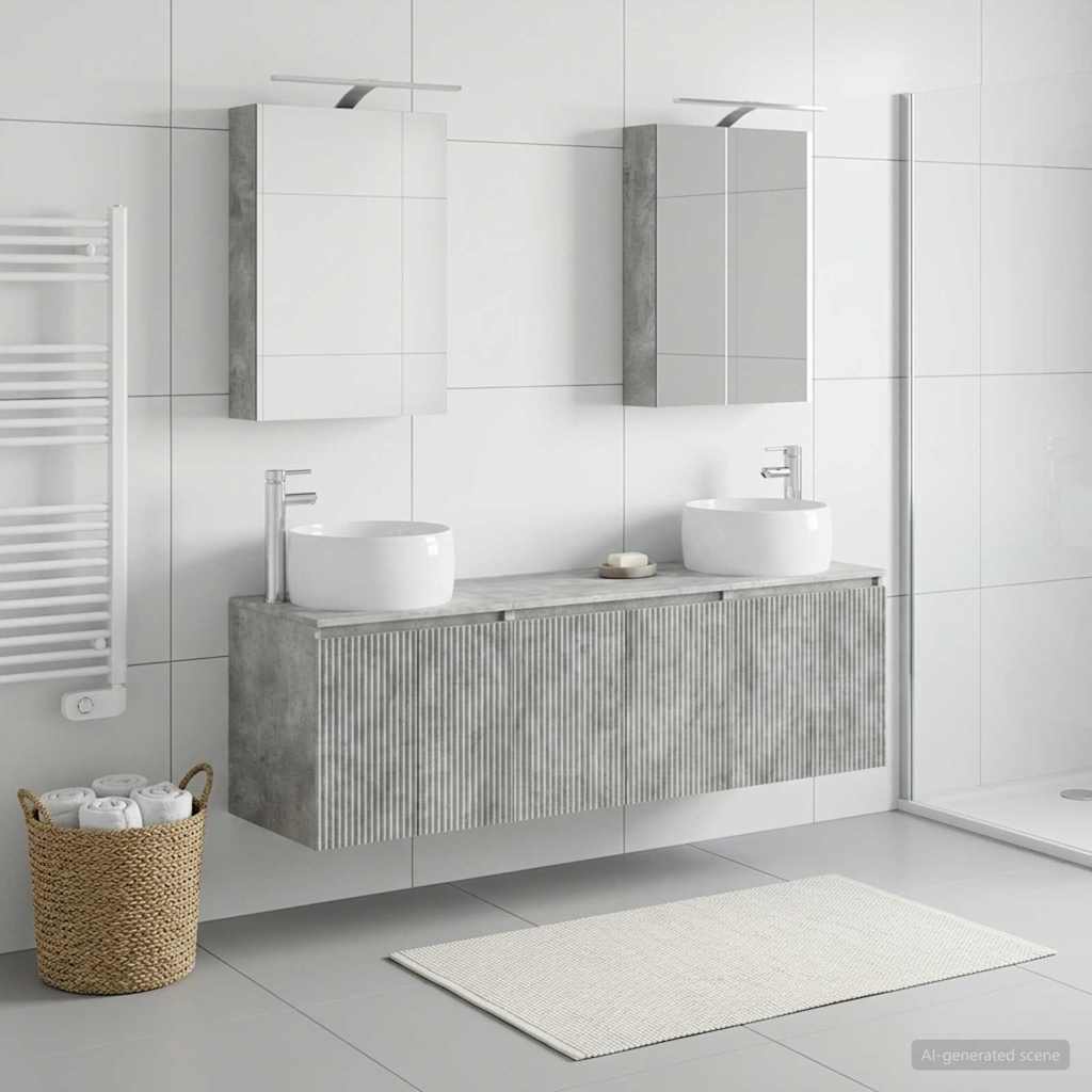 vidaXL Bathroom Cabinet Set 5 pcs Concrete Grey Engineered Wood