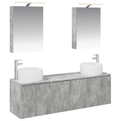vidaXL Bathroom Cabinet Set 5 pcs Concrete Grey Engineered Wood