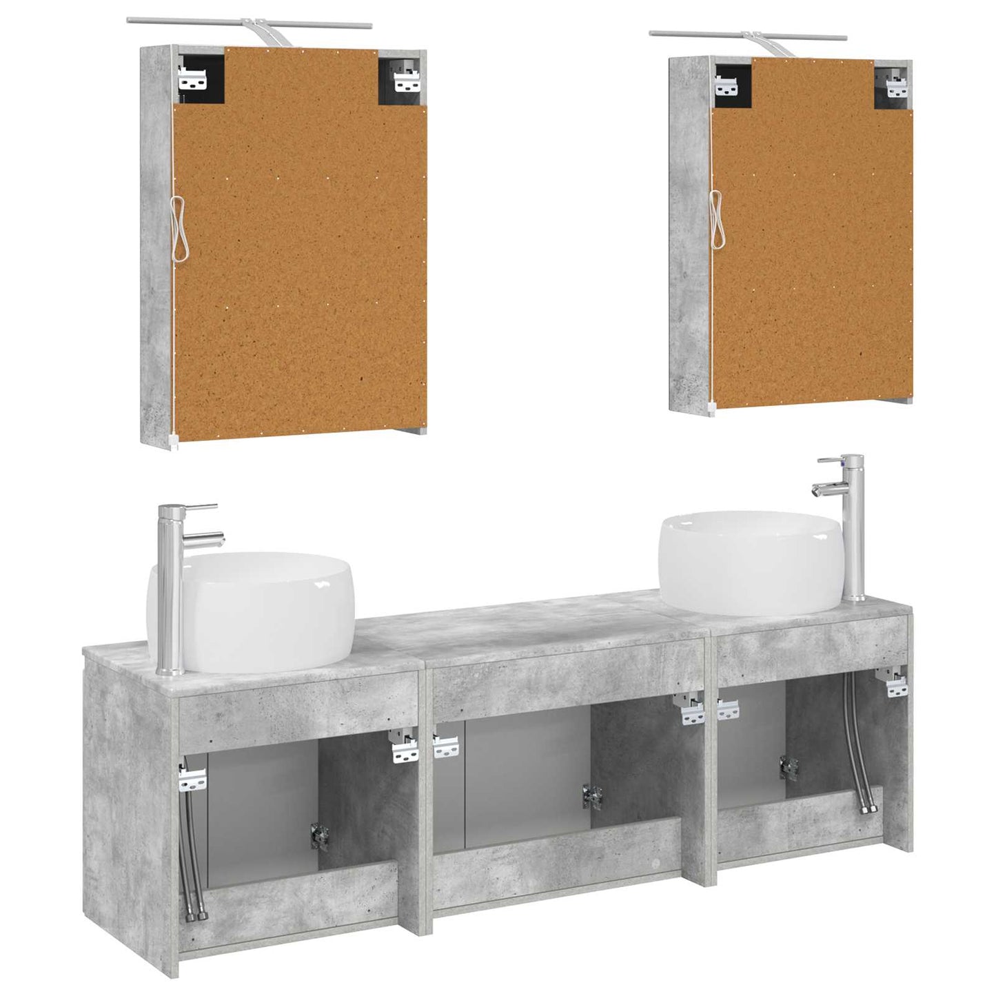 vidaXL Bathroom Cabinet Set 5 pcs Concrete Grey Engineered Wood