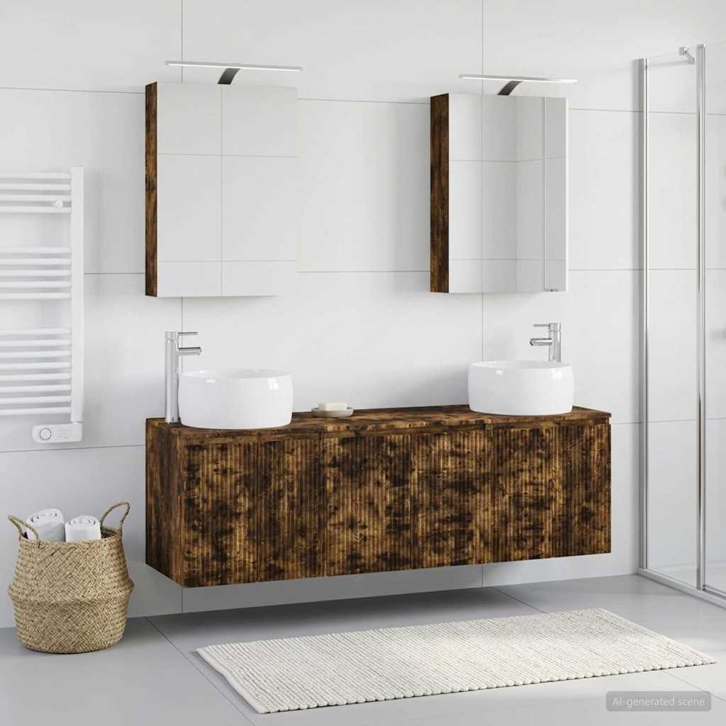 vidaXL Bathroom Cabinet Set 5 pcs Smoked Oak Engineered Wood