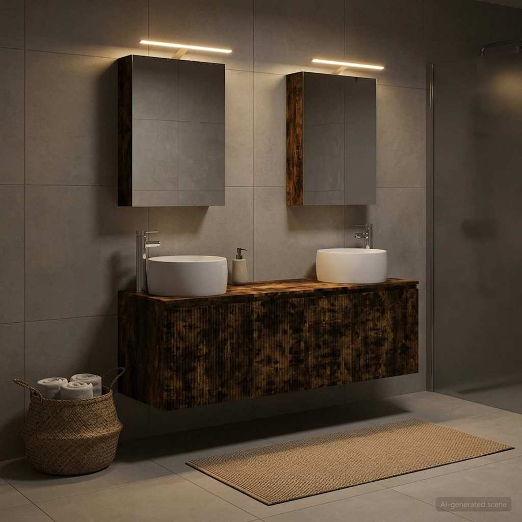 vidaXL Bathroom Cabinet Set 5 pcs Smoked Oak Engineered Wood