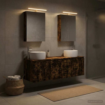 vidaXL Bathroom Cabinet Set 5 pcs Smoked Oak Engineered Wood