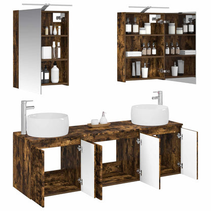 vidaXL Bathroom Cabinet Set 5 pcs Smoked Oak Engineered Wood