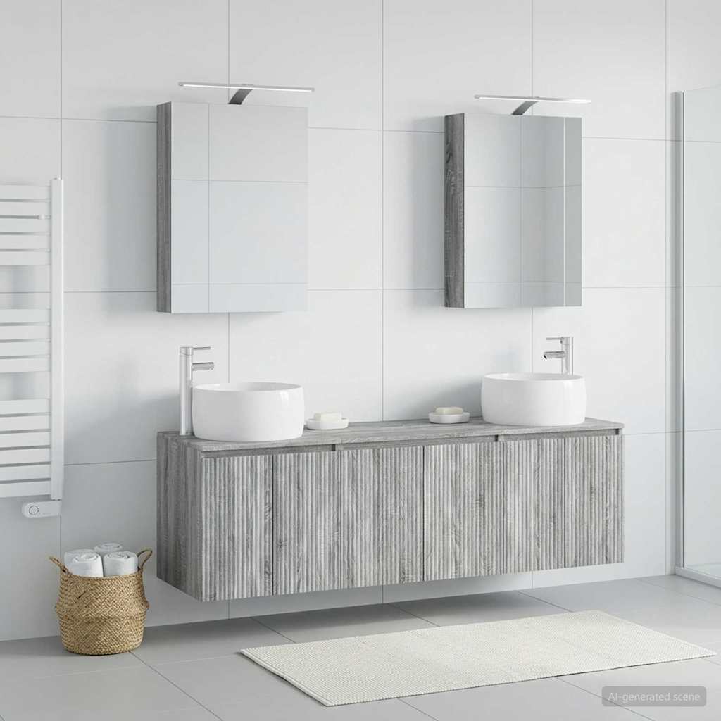vidaXL Bathroom Cabinet Set 5 pcs Grey Sonoma Engineered Wood