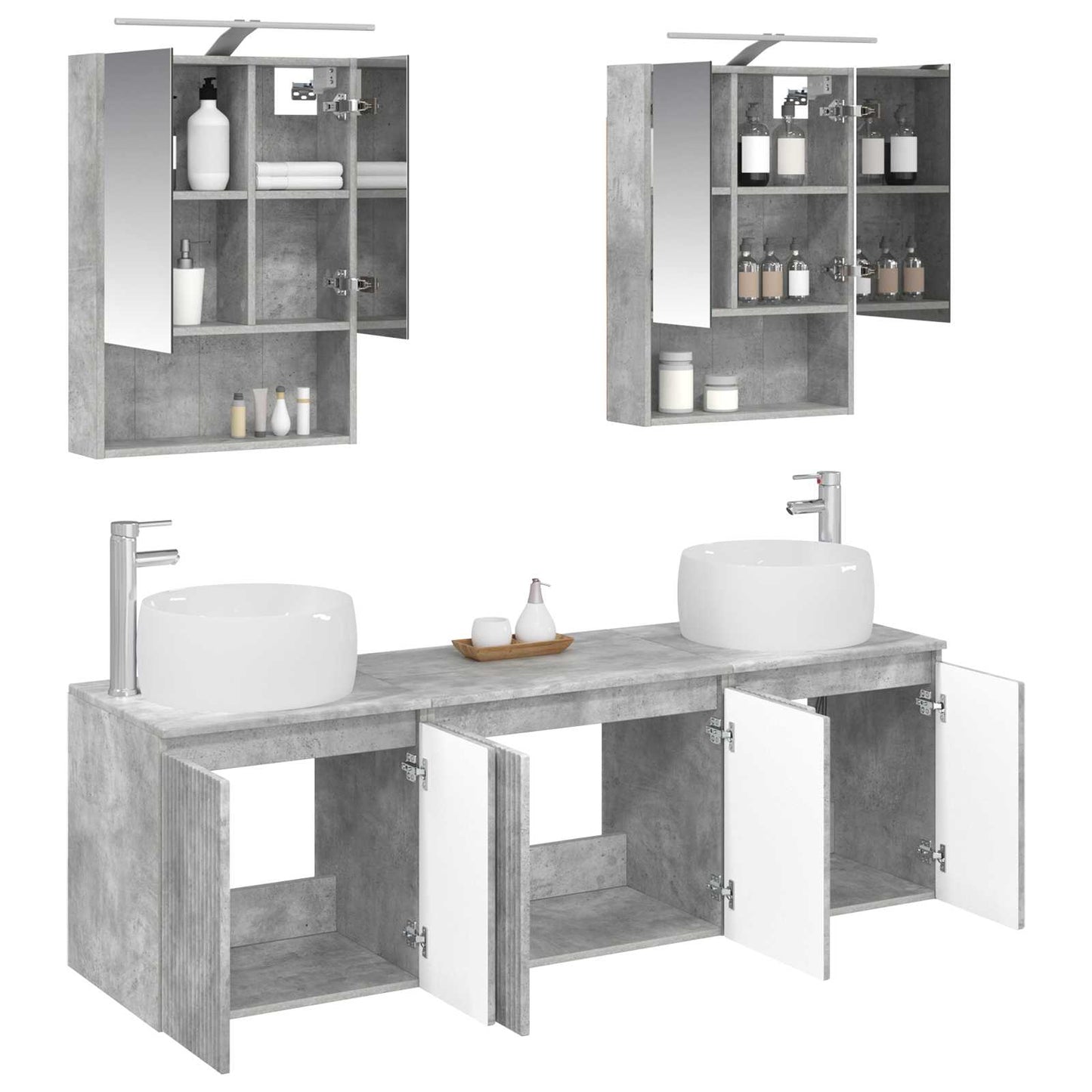 vidaXL Bathroom Cabinet Set 5 pcs Concrete Grey Engineered Wood