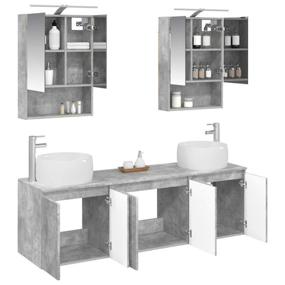 vidaXL Bathroom Cabinet Set 5 pcs Concrete Grey Engineered Wood