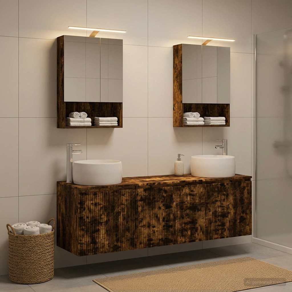 vidaXL Bathroom Cabinet Set 5 pcs Smoked Oak Engineered Wood