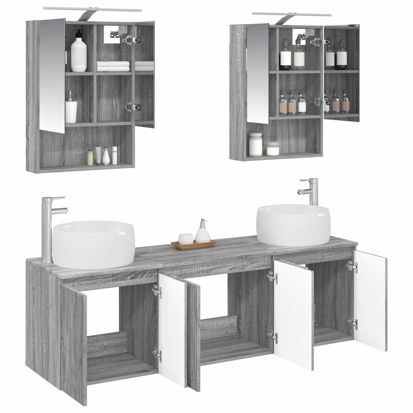 vidaXL Bathroom Cabinet Set 5 pcs Grey Sonoma Engineered Wood