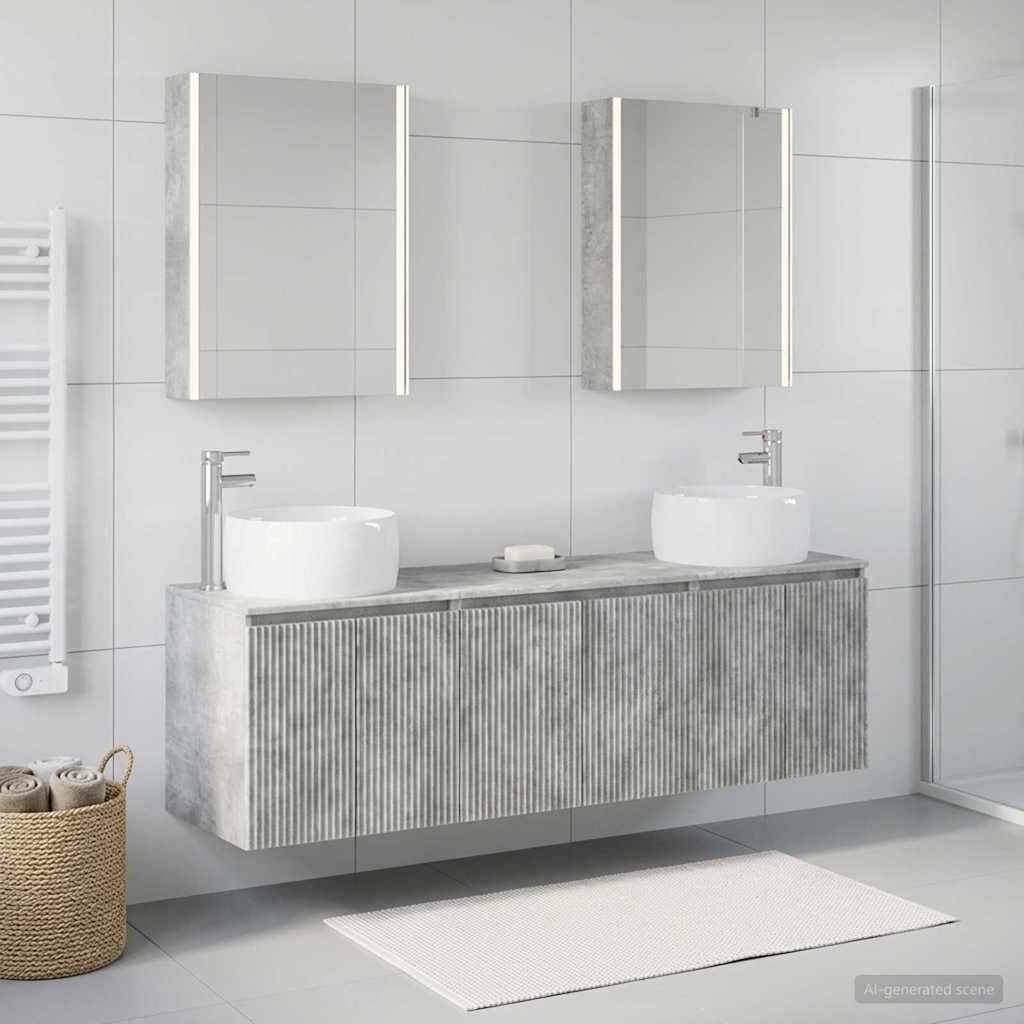 vidaXL Bathroom Cabinet Set 5 pcs Concrete Grey Engineered Wood