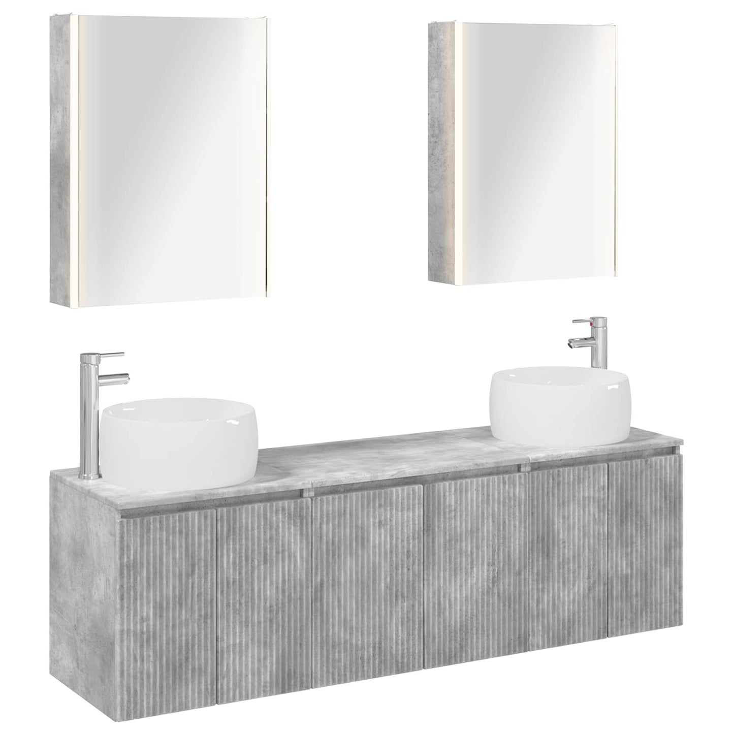 vidaXL Bathroom Cabinet Set 5 pcs Concrete Grey Engineered Wood