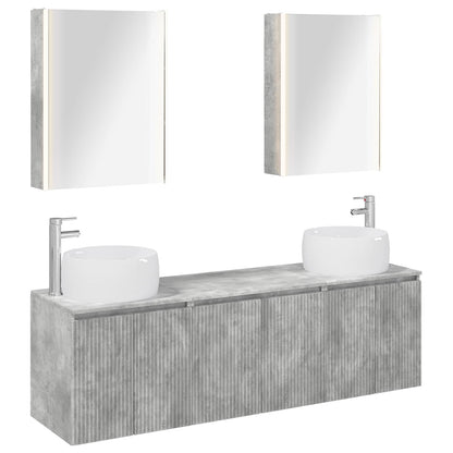 vidaXL Bathroom Cabinet Set 5 pcs Concrete Grey Engineered Wood