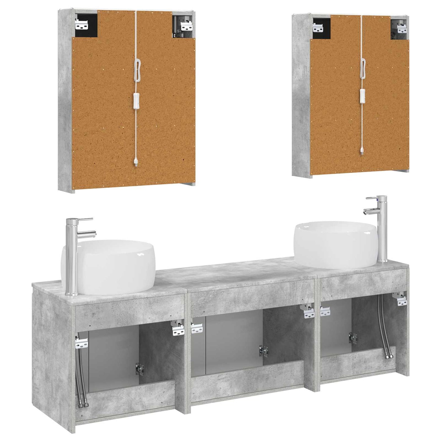 vidaXL Bathroom Cabinet Set 5 pcs Concrete Grey Engineered Wood