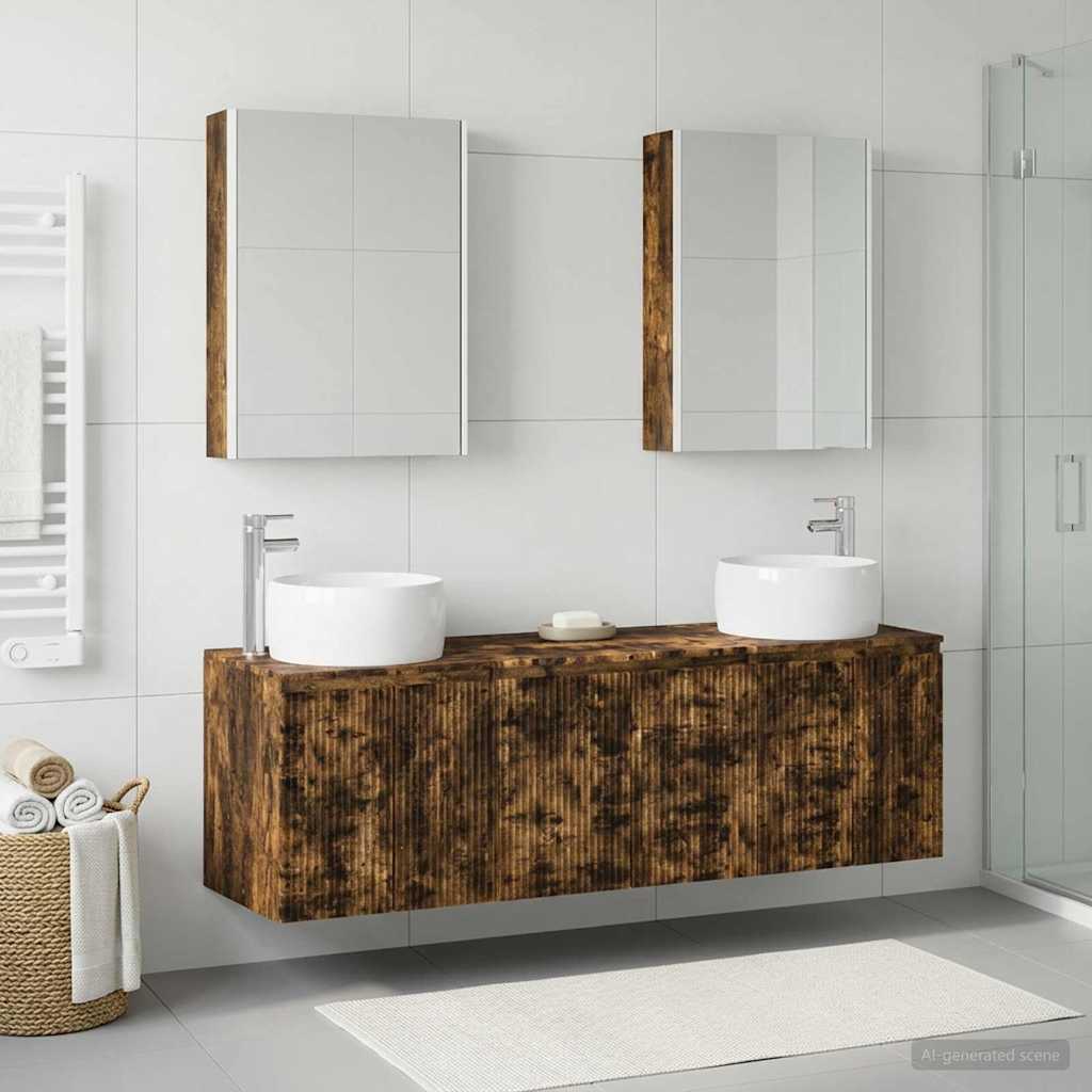 vidaXL Bathroom Cabinet Set 5 pcs Smoked Oak Engineered Wood