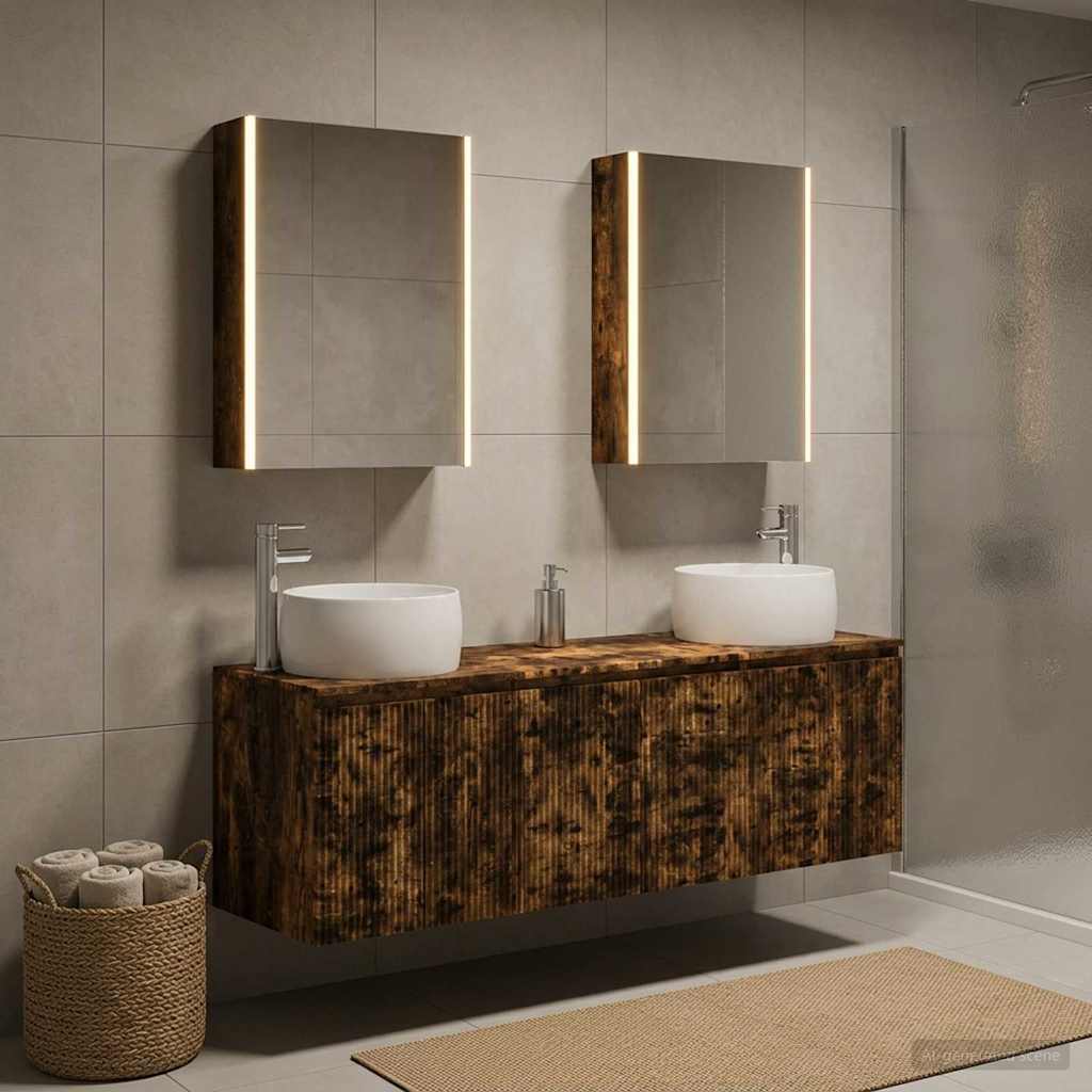 vidaXL Bathroom Cabinet Set 5 pcs Smoked Oak Engineered Wood