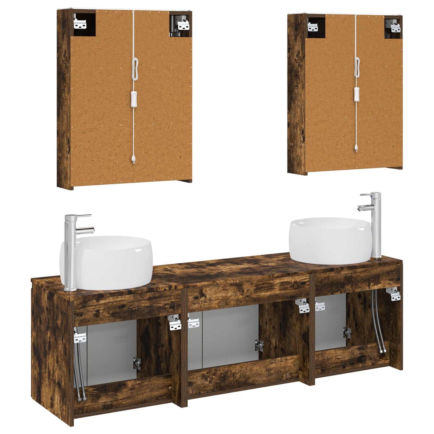 vidaXL Bathroom Cabinet Set 5 pcs Smoked Oak Engineered Wood