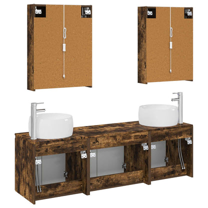 vidaXL Bathroom Cabinet Set 5 pcs Smoked Oak Engineered Wood