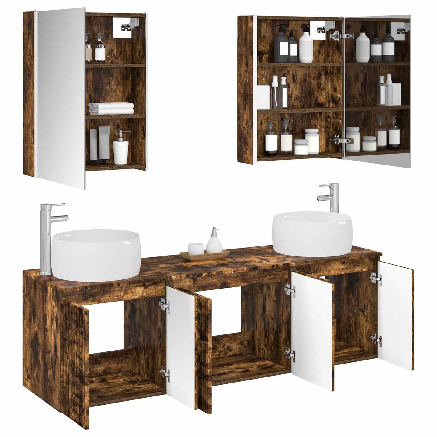 vidaXL Bathroom Cabinet Set 5 pcs Smoked Oak Engineered Wood