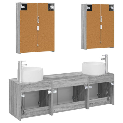 vidaXL Bathroom Cabinet Set 5 pcs Grey Sonoma Engineered Wood