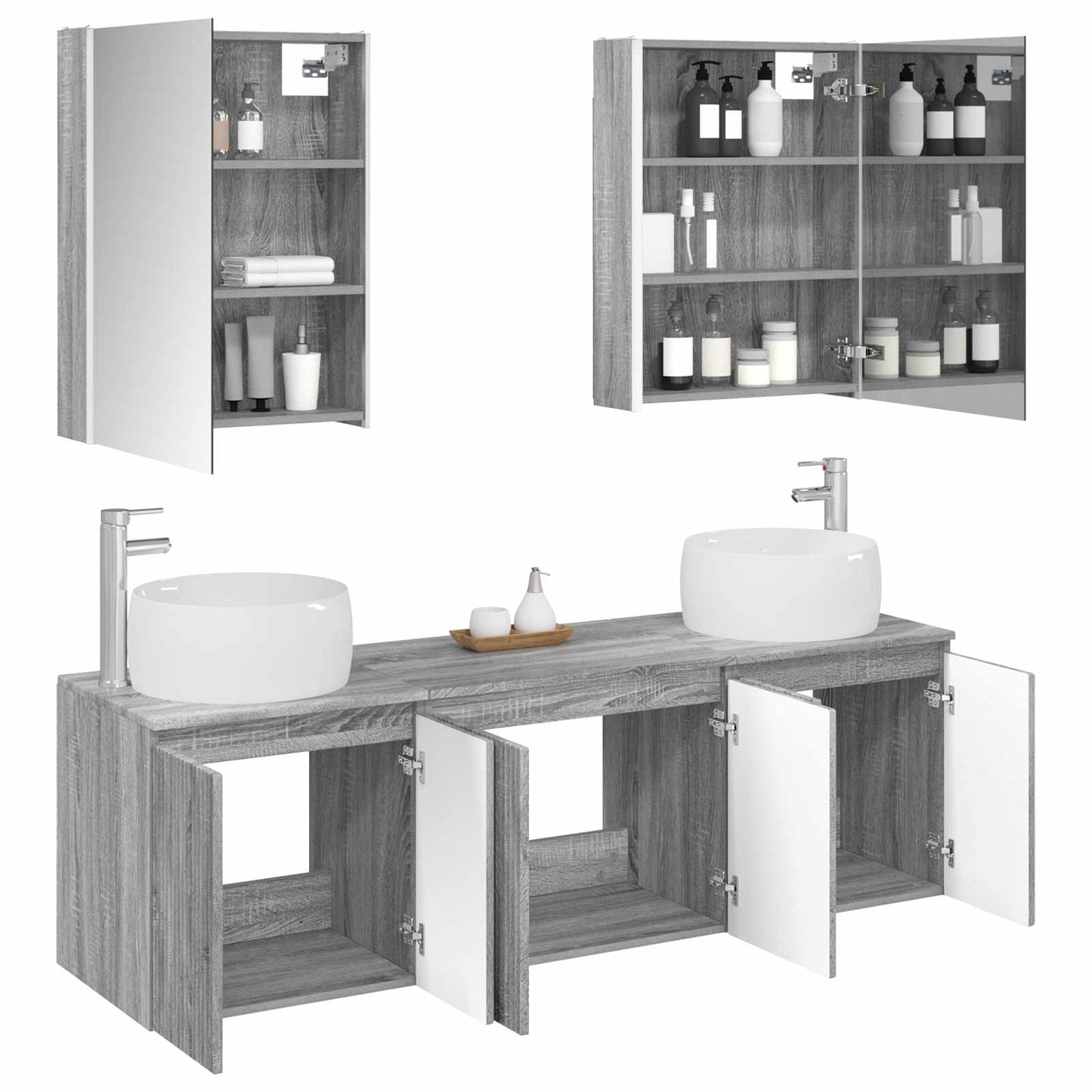 vidaXL Bathroom Cabinet Set 5 pcs Grey Sonoma Engineered Wood