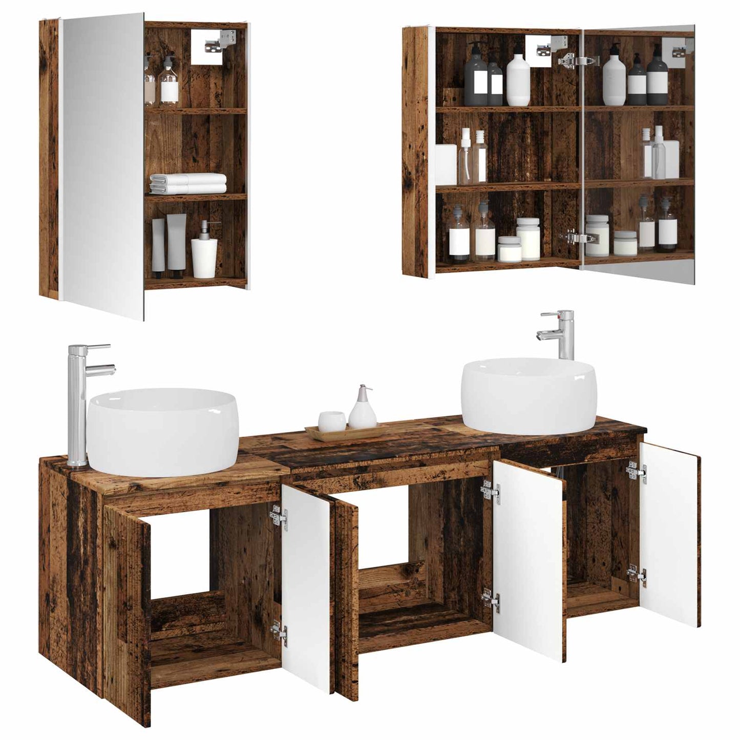 vidaXL Bathroom Cabinet Set 5 pcs Old Wood Engineered Wood