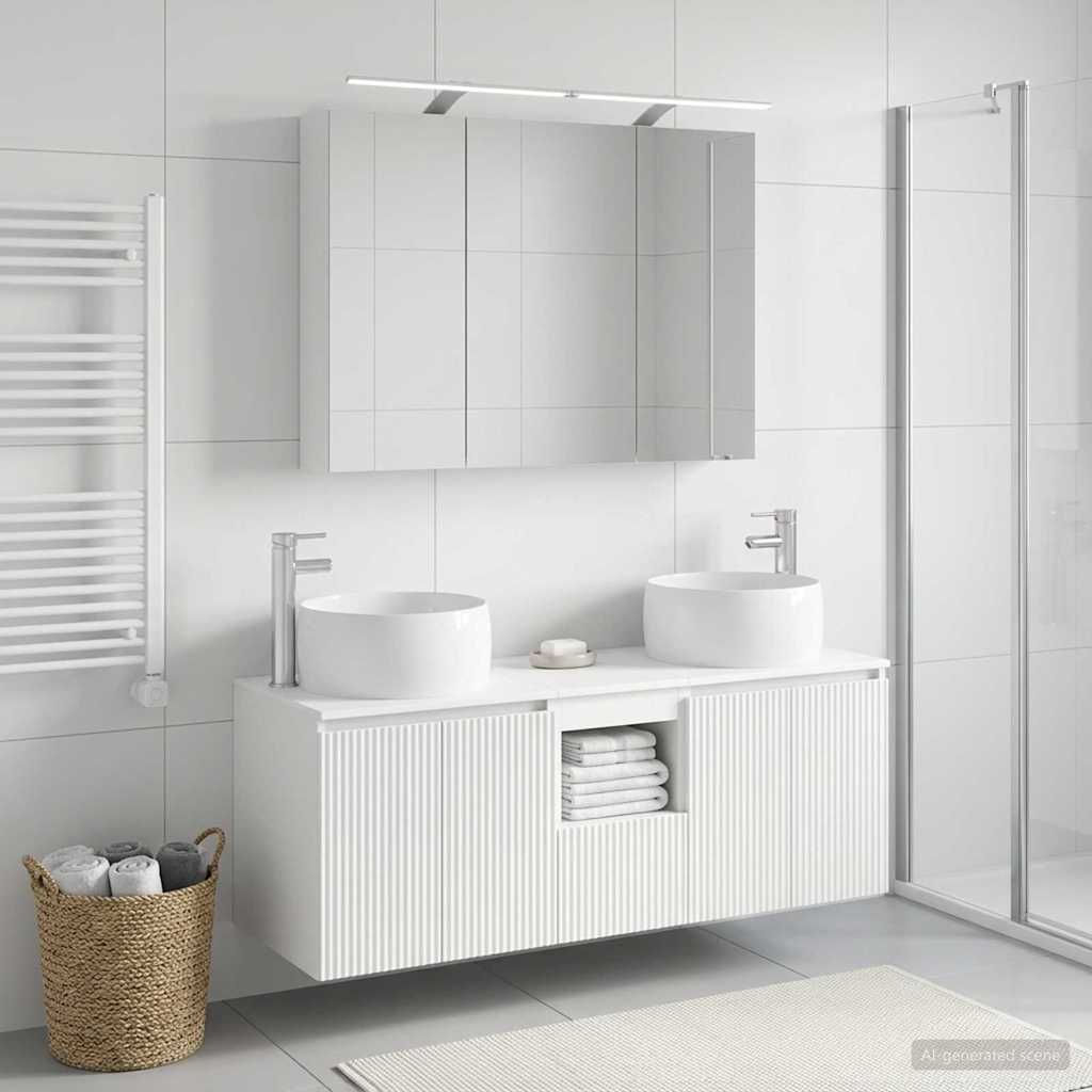 vidaXL Bathroom Cabinet Set 4 pcs White Engineered Wood