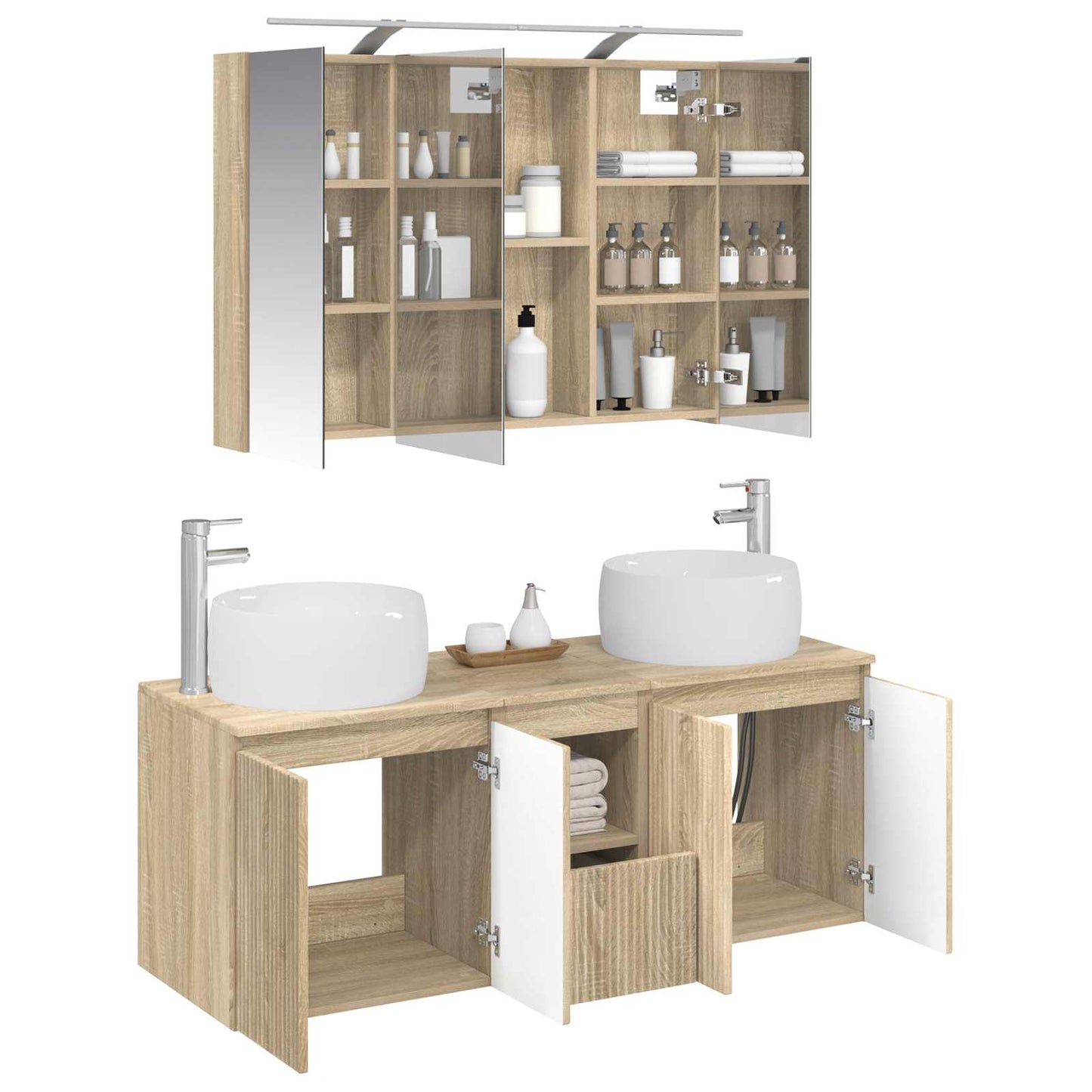 vidaXL Bathroom Cabinet Set 4 pcs Sonoma Oak Engineered Wood