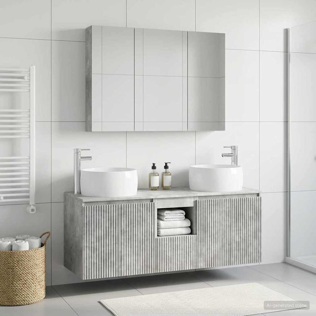 vidaXL Bathroom Cabinet Set 4 pcs Concrete Grey Engineered Wood