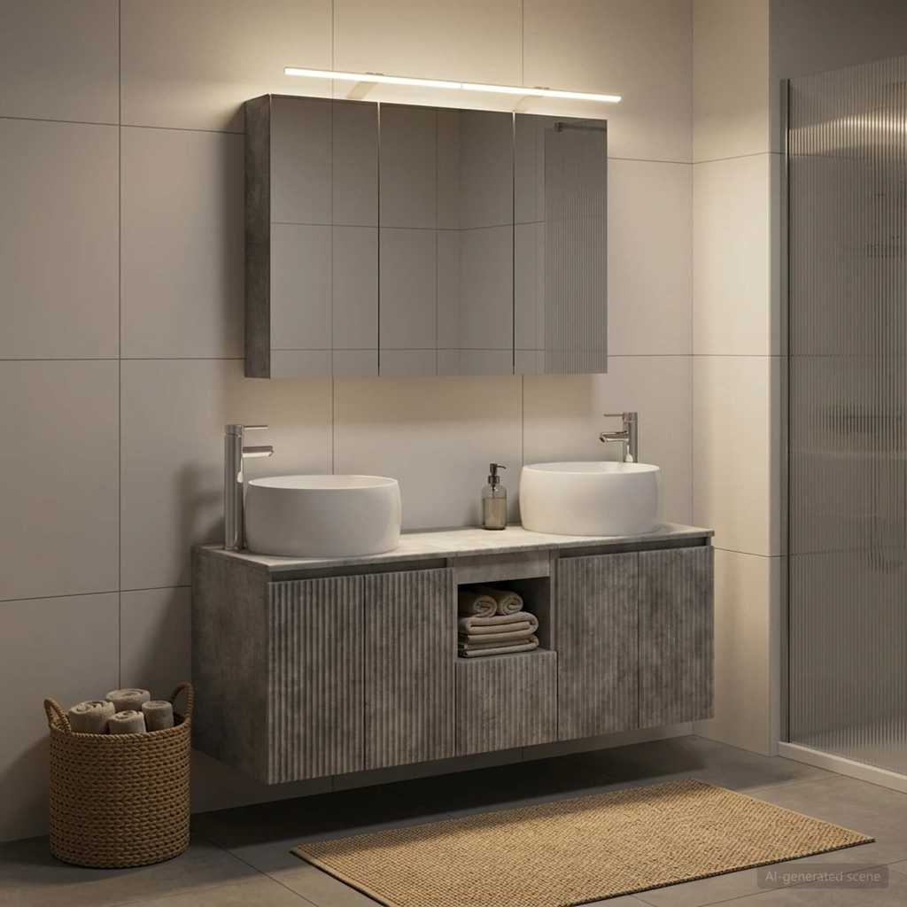 vidaXL Bathroom Cabinet Set 4 pcs Concrete Grey Engineered Wood