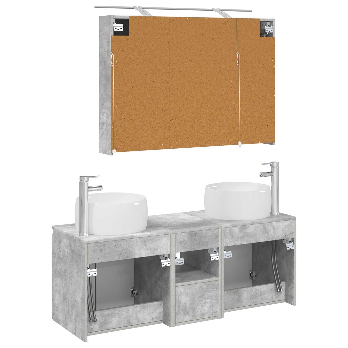 vidaXL Bathroom Cabinet Set 4 pcs Concrete Grey Engineered Wood