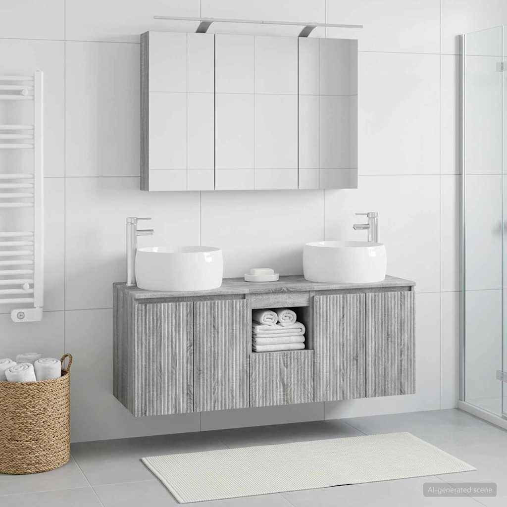 vidaXL Bathroom Cabinet Set 4 pcs Grey Sonoma Engineered Wood