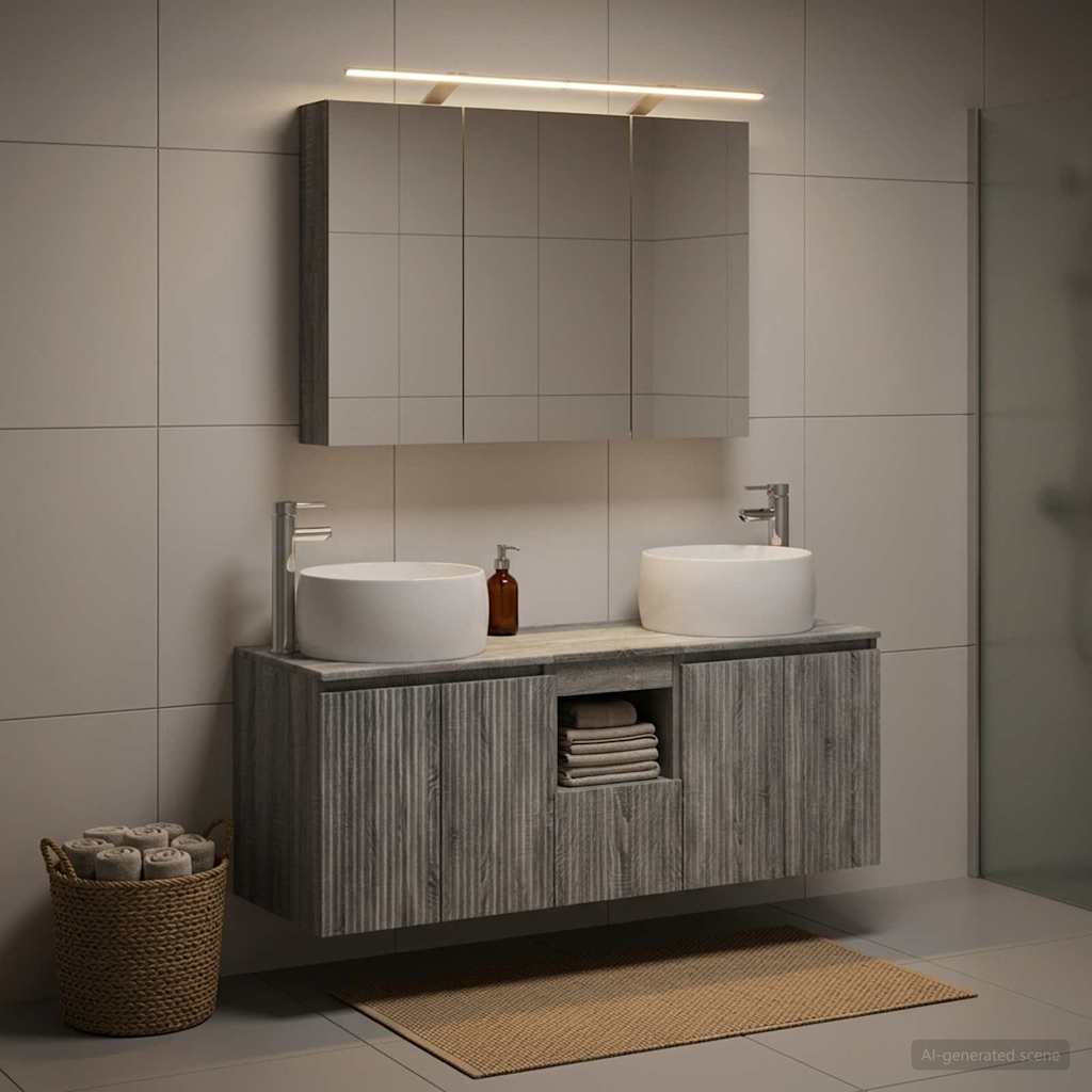 vidaXL Bathroom Cabinet Set 4 pcs Grey Sonoma Engineered Wood