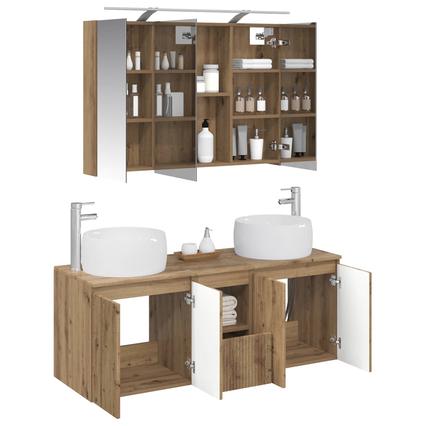 vidaXL Bathroom Cabinet Set 4 pcs Artisan Oak Engineered Wood