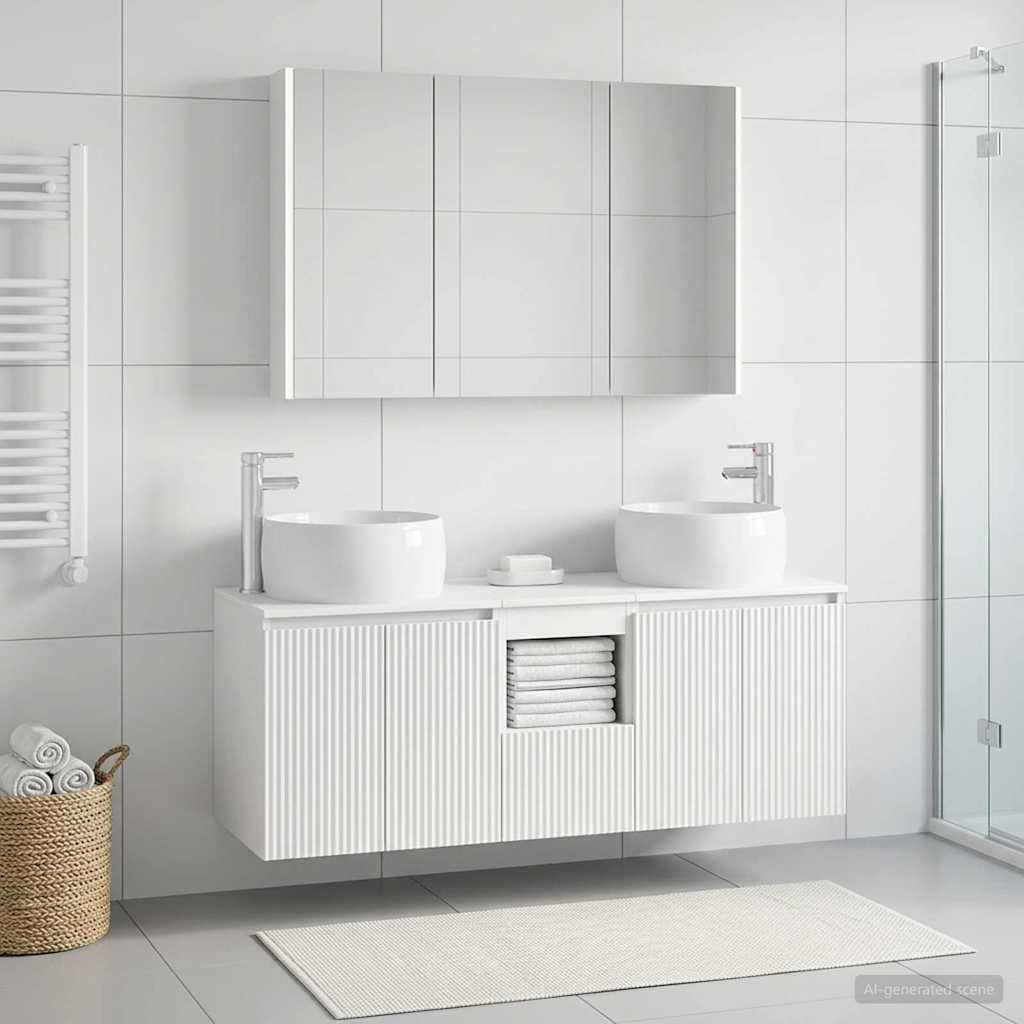 vidaXL Bathroom Cabinet Set 4 pcs White Engineered Wood