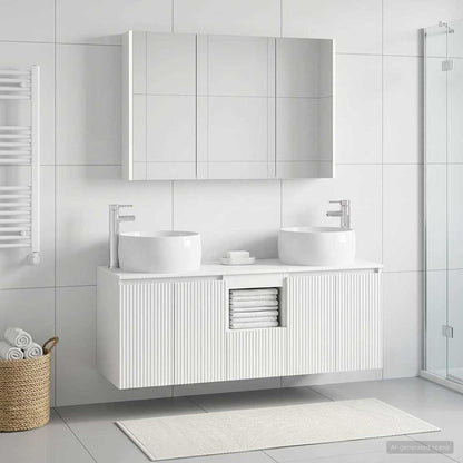 vidaXL Bathroom Cabinet Set 4 pcs White Engineered Wood