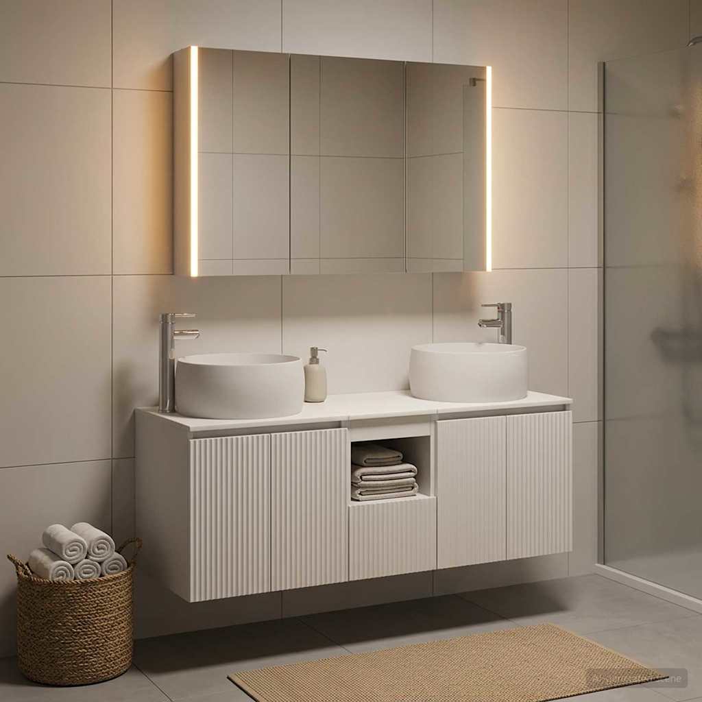 vidaXL Bathroom Cabinet Set 4 pcs White Engineered Wood