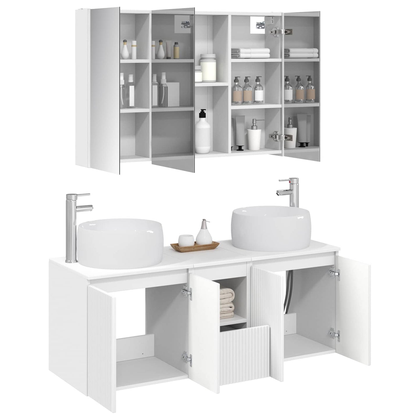 vidaXL Bathroom Cabinet Set 4 pcs White Engineered Wood