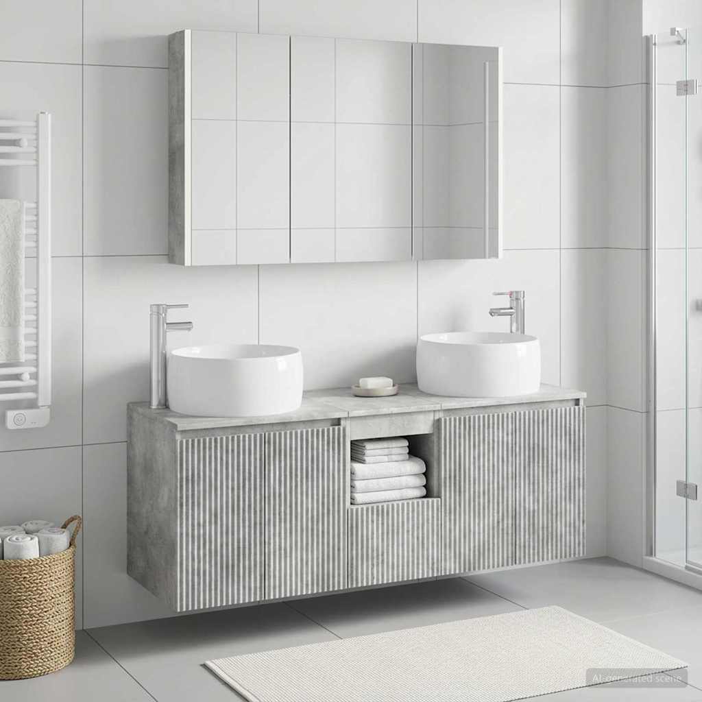 vidaXL Bathroom Cabinet Set 4 pcs Concrete Grey Engineered Wood