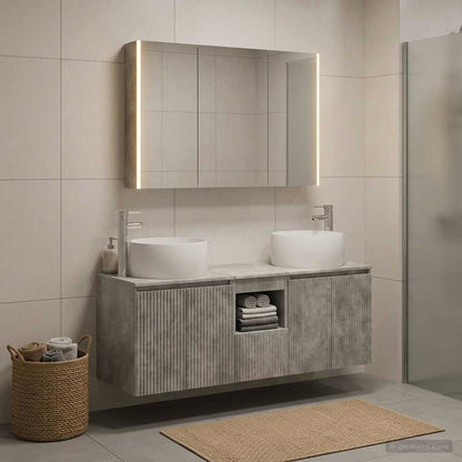 vidaXL Bathroom Cabinet Set 4 pcs Concrete Grey Engineered Wood
