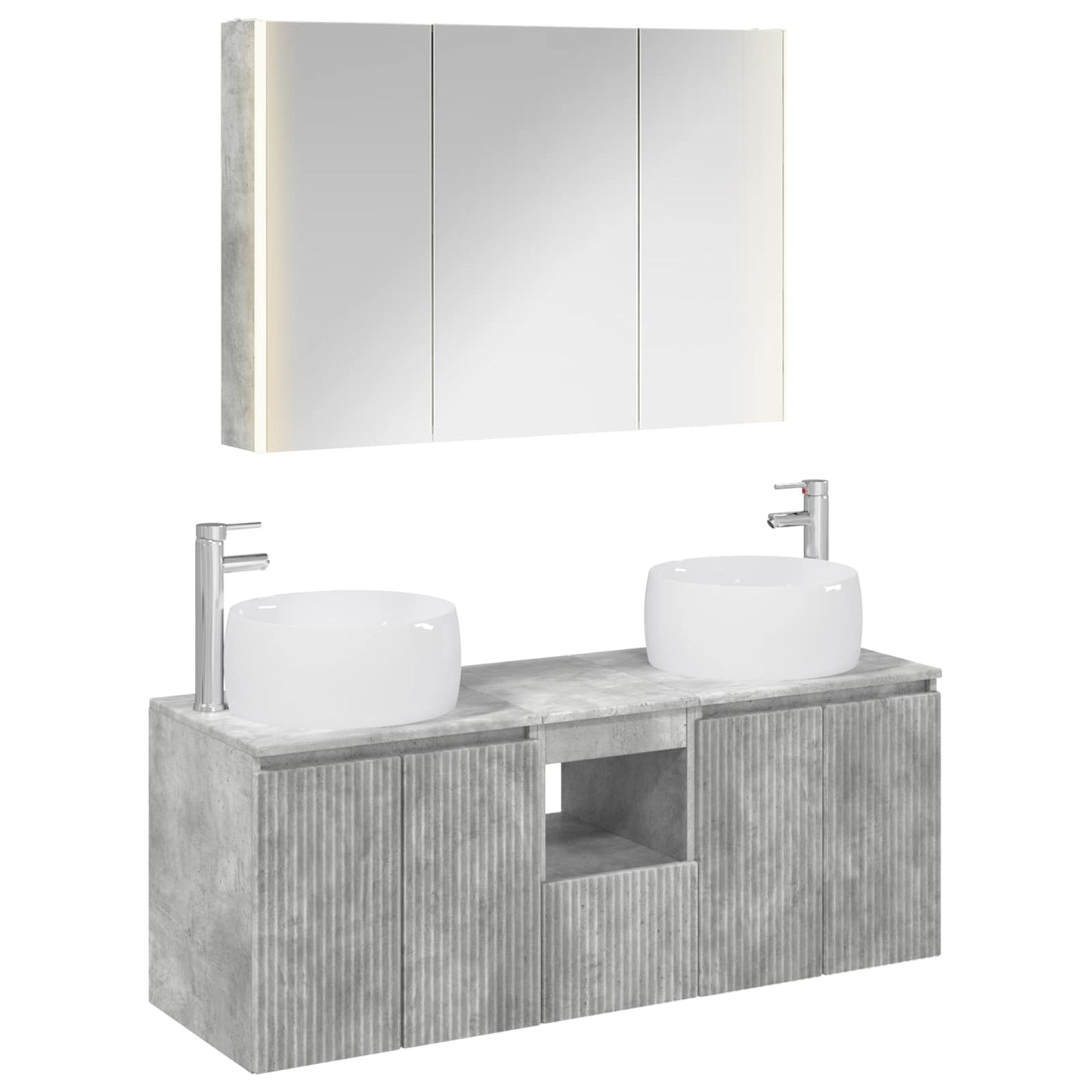 vidaXL Bathroom Cabinet Set 4 pcs Concrete Grey Engineered Wood