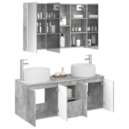 vidaXL Bathroom Cabinet Set 4 pcs Concrete Grey Engineered Wood