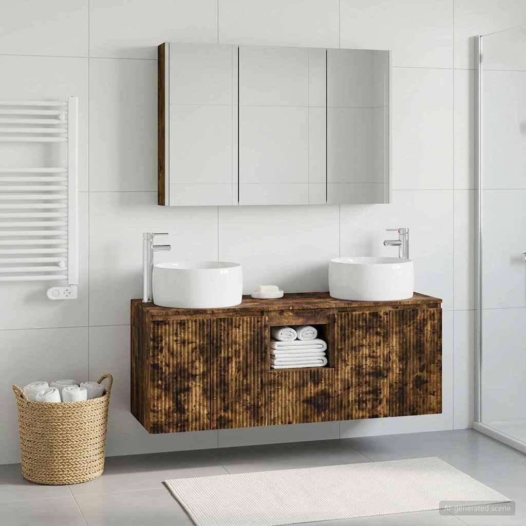 vidaXL Bathroom Cabinet Set 4 pcs Smoked Oak Engineered Wood