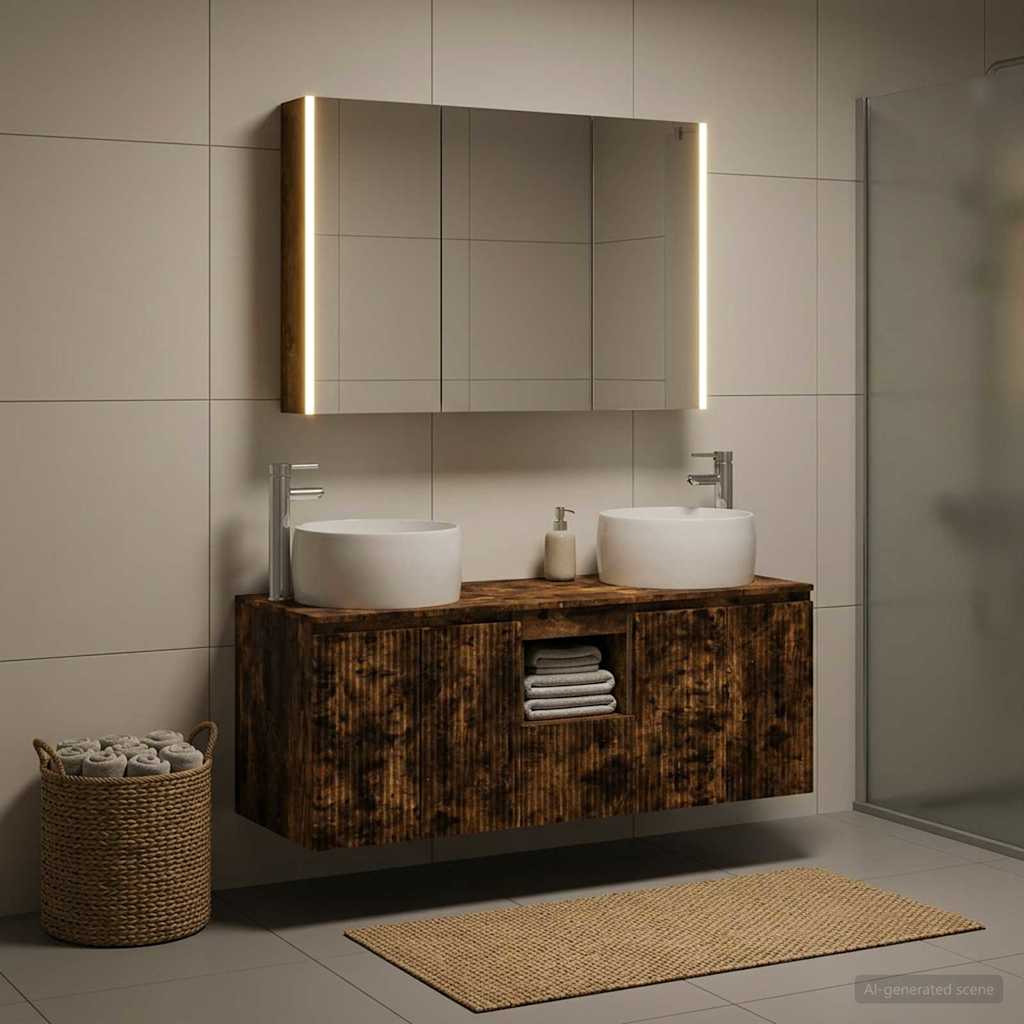 vidaXL Bathroom Cabinet Set 4 pcs Smoked Oak Engineered Wood
