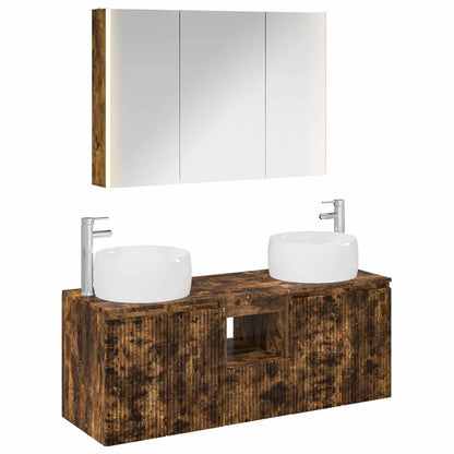 vidaXL Bathroom Cabinet Set 4 pcs Smoked Oak Engineered Wood