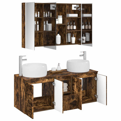 vidaXL Bathroom Cabinet Set 4 pcs Smoked Oak Engineered Wood