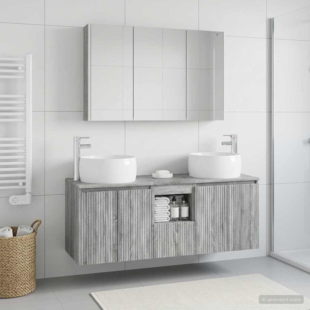 vidaXL Bathroom Cabinet Set 4 pcs Grey Sonoma Engineered Wood