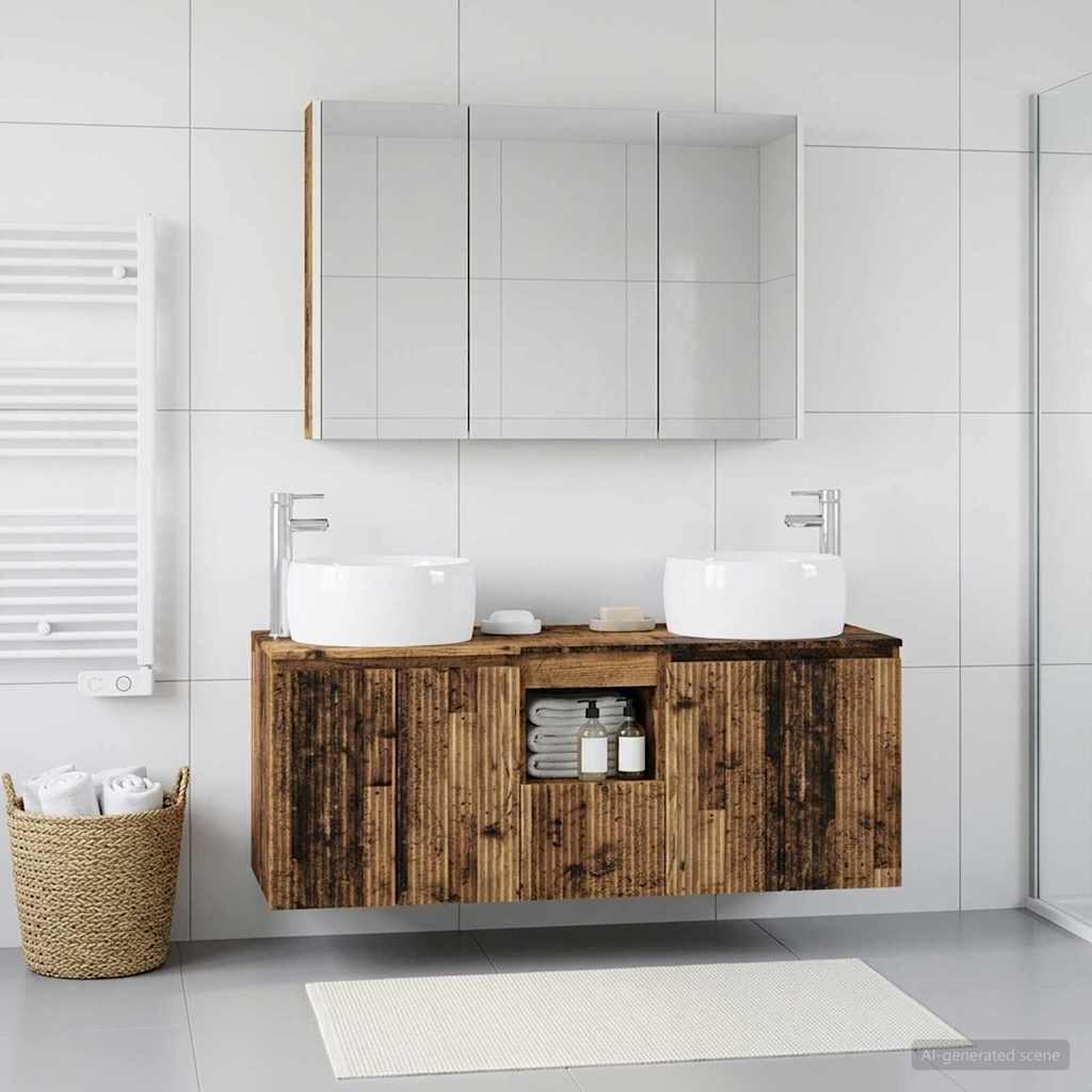 vidaXL Bathroom Cabinet Set 4 pcs Old Wood Engineered Wood