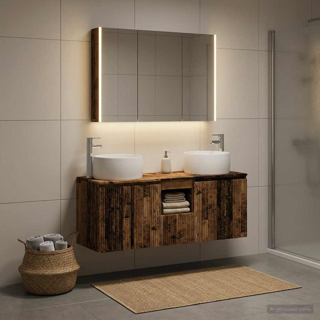 vidaXL Bathroom Cabinet Set 4 pcs Old Wood Engineered Wood